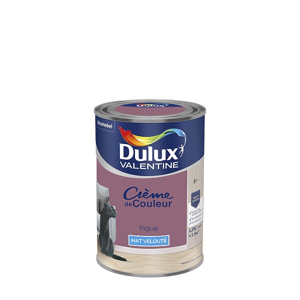 DULUX VALENTINE - Peinture Crème de Couleur - Figue - Mat - 1,25L - large