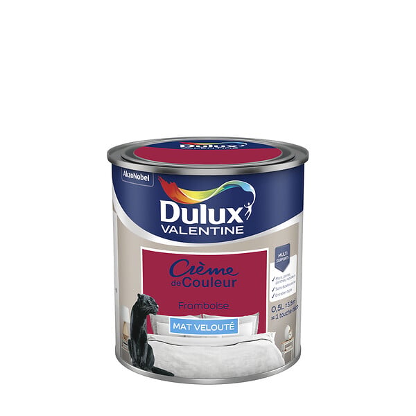 DULUX VALENTINE - Peinture Crème de Couleur - Framboise - Mat - 0,5L - large