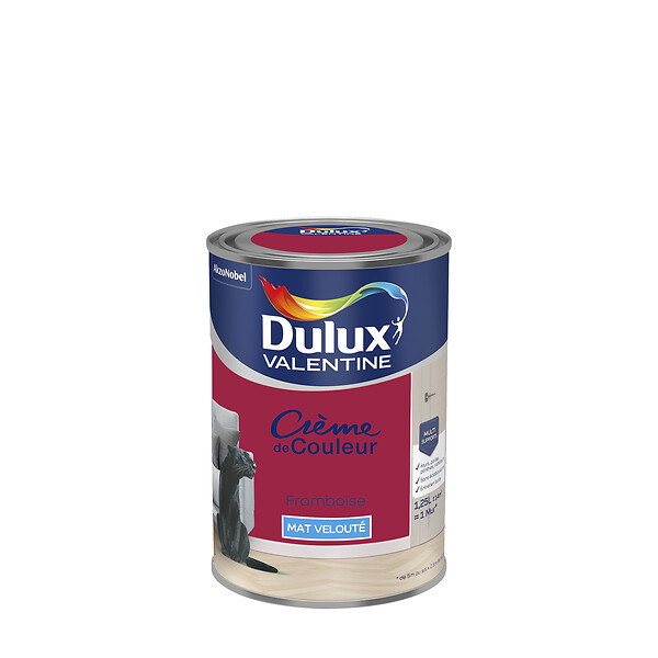 DULUX VALENTINE - Peinture Crème de Couleur - Framboise - Mat - 1,25L - large