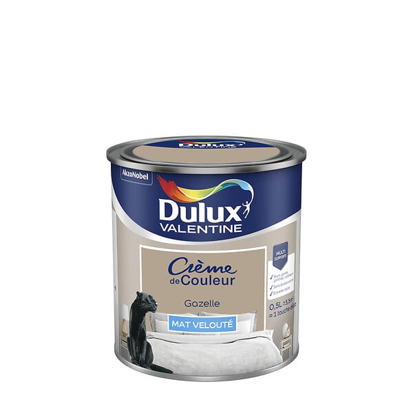 DULUX VALENTINE - Peinture Crème de Couleur - Gazelle - Mat - 0,5L - large