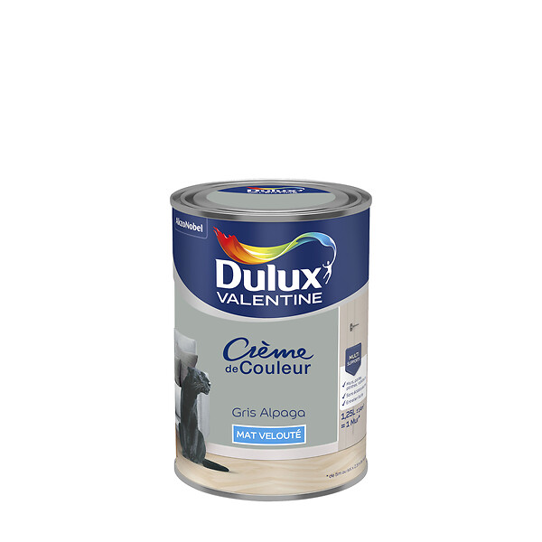 DULUX VALENTINE - Peinture Crème de Couleur - Gris Alpaga - Mat - 1,25L - large