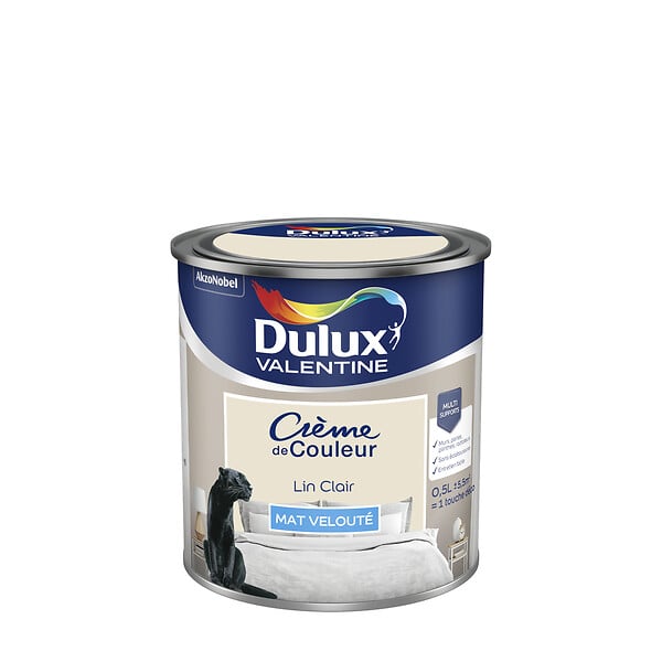 DULUX VALENTINE - Peinture Crème de Couleur - Lin Clair - Mat - 0,5L - large