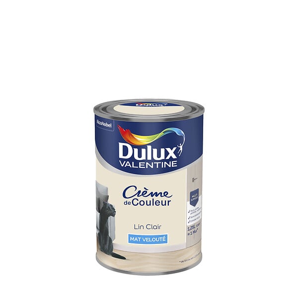 DULUX VALENTINE - Peinture Crème de Couleur - Lin Clair - Mat - 1,25L - large