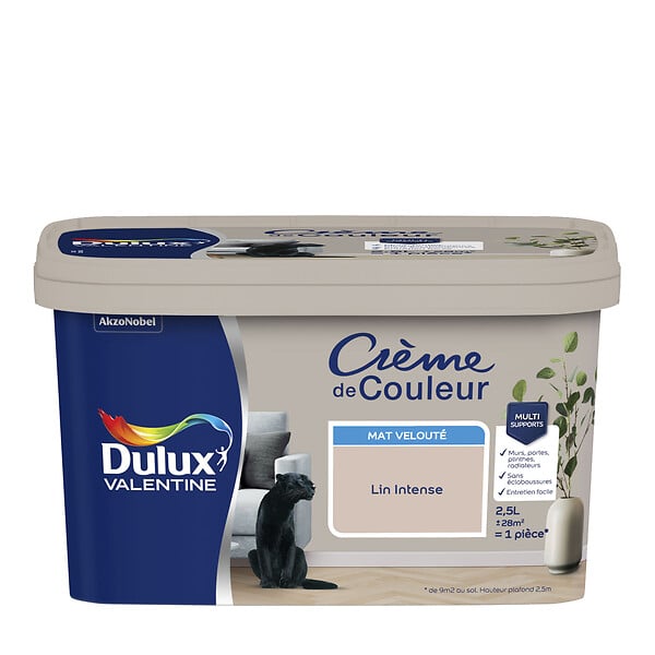 DULUX VALENTINE - Peinture Crème de Couleur - Lin intense - Mat - 2,5L - large