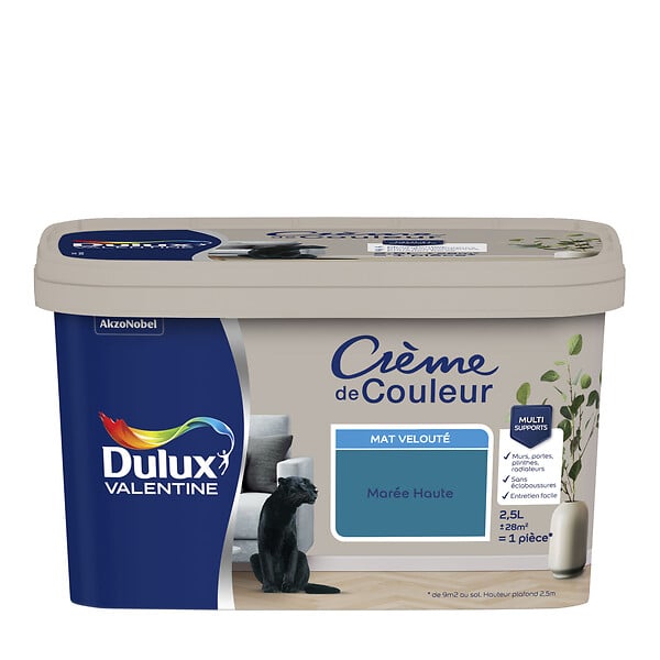 DULUX VALENTINE - Peinture Crème de Couleur - Marée Haute - Mat - 2,5L - large