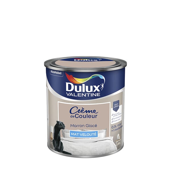 DULUX VALENTINE - Peinture Crème de Couleur - Marron Glacé - Mat - 0,5L - large