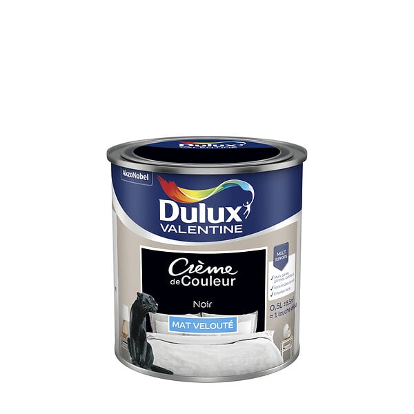 DULUX VALENTINE - Peinture Crème de Couleur - Noir - Mat - 0,5L - large
