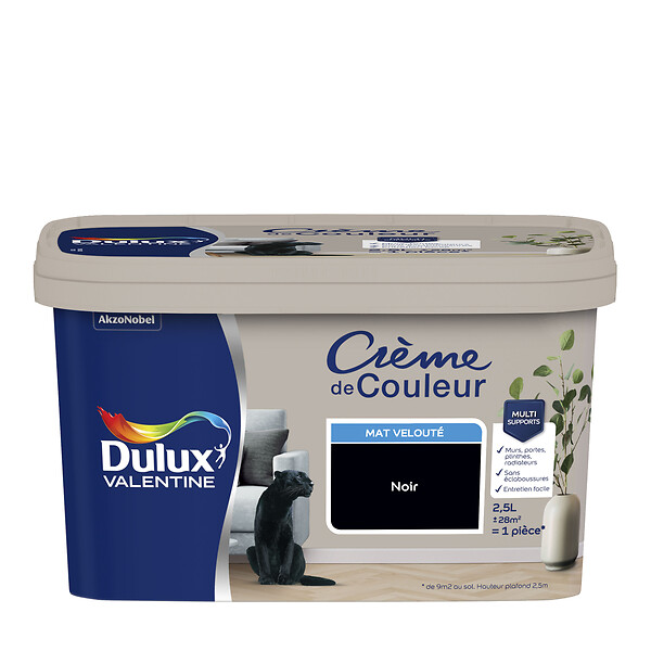 DULUX VALENTINE - Peinture Crème de Couleur - Noir - Mat - 2,5L - large
