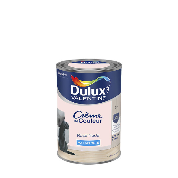 DULUX VALENTINE - Peinture Crème de Couleur - Rose Nude - Mat - 1,25L - large