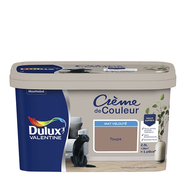 DULUX VALENTINE - Peinture mur et boiserie - Taupe - Mat 2,5L - large