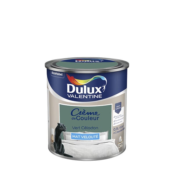 DULUX VALENTINE - Peinture Crème de Couleur - Vert Céladon - Mat - 0,5L - large