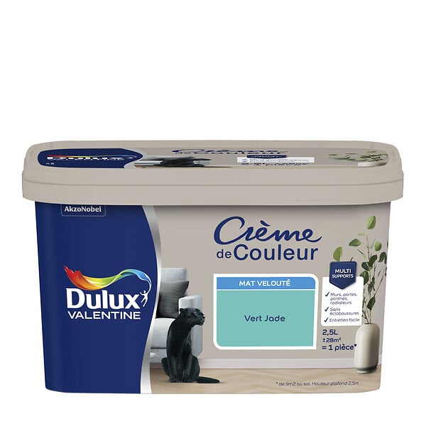 DULUX VALENTINE - Peinture Crème de Couleur - Vert Jade - Mat - 2,5L - large
