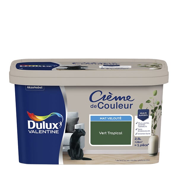 DULUX VALENTINE - Peinture Crème de Couleur - Vert Tropical - Mat - 2,5L - large