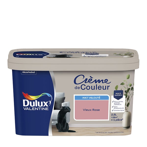 DULUX VALENTINE - Peinture multi-supports - Vieux rose - Mat - 2,5L - large