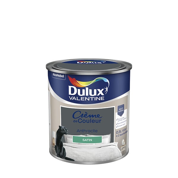 DULUX VALENTINE - Peinture intérieure Crème de Couleur - Anthracite - 0,5L - large