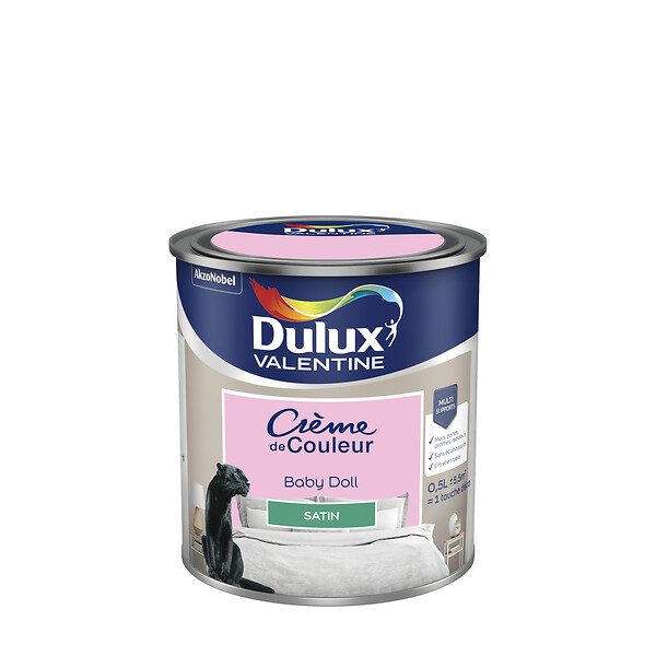 DULUX VALENTINE - Peinture Crème de Couleur - Baby Doll - Satin - 0,5L - large