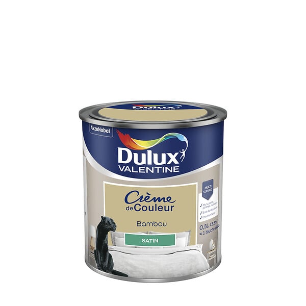 DULUX VALENTINE - Peinture Crème de Couleur - Bambou - Satin - 0,5L - large