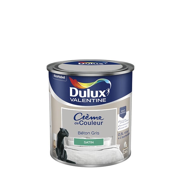 DULUX VALENTINE - Peinture intérieure Crème de Couleur - Béton Gris - 0,5L - large
