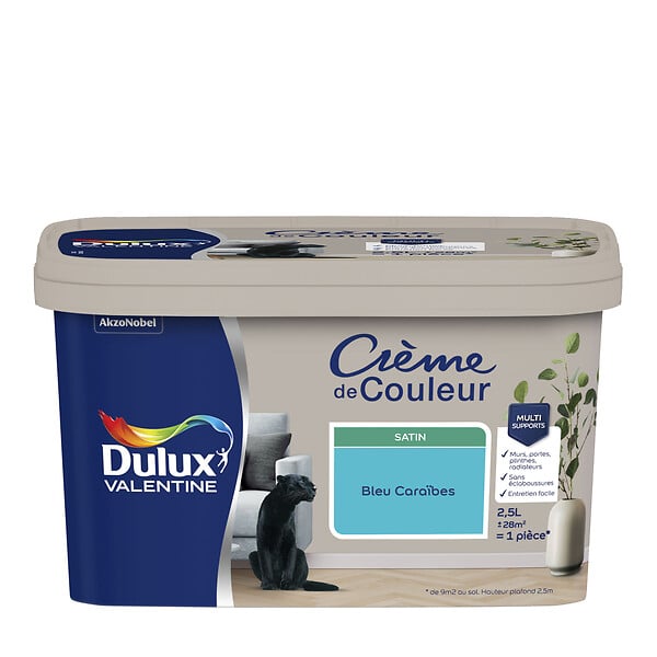 DULUX VALENTINE - Peinture multi-supports - Bleu Caraïbes - Satin - 2,5L - large