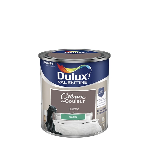 DULUX VALENTINE - Peinture Crème de Couleur - Bûche - Satin - 0,5L - large