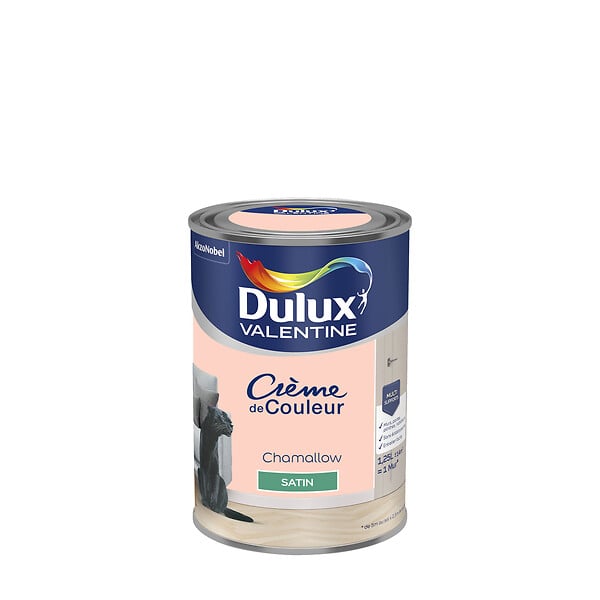 DULUX VALENTINE - Peinture intérieure satinée - Crème de Couleur - Chamallow - 1,25L - large