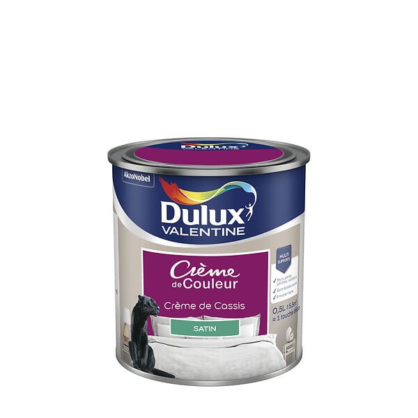 DULUX VALENTINE - Peinture Crème de Couleur - Crème de Cassis - Satin - 0,5L - large