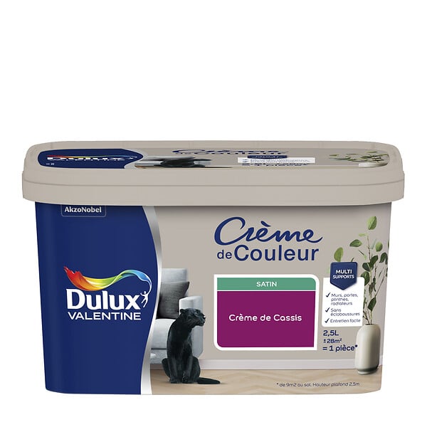DULUX VALENTINE - Peinture Crème de Couleur - Crème de cassis - Satin - 2,5L - large