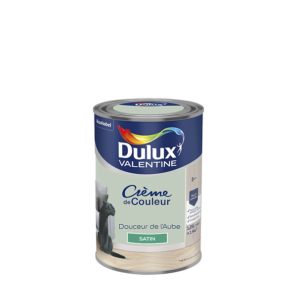 DULUX VALENTINE - Peinture Crème de Couleur - Douceur Aube - Satin - 1,25L - large