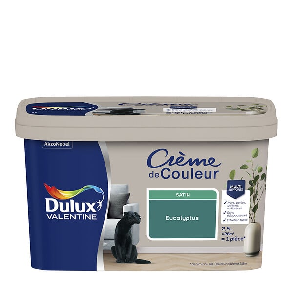 DULUX VALENTINE - Peinture Crème de Couleur - Eucalyptus - Satin - 2,5L - large