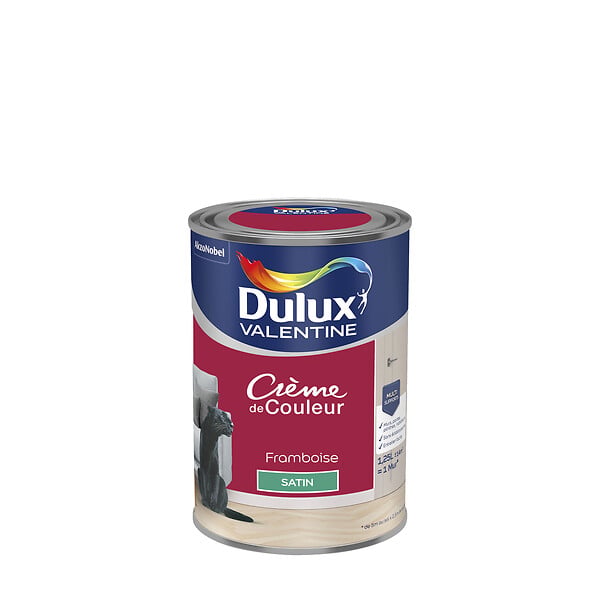 DULUX VALENTINE - Peinture intérieure Crème de Couleur Framboise Satin 1,25L - large