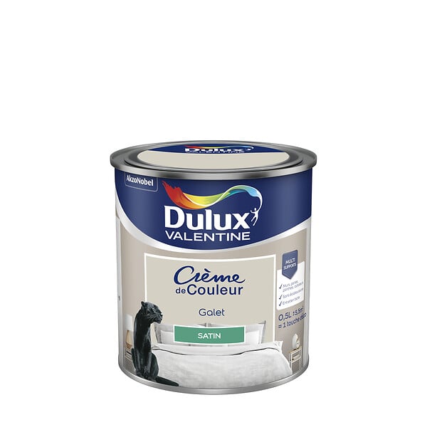 DULUX VALENTINE - Peinture Crème de Couleur - Galet - Satin - 0,5L - large