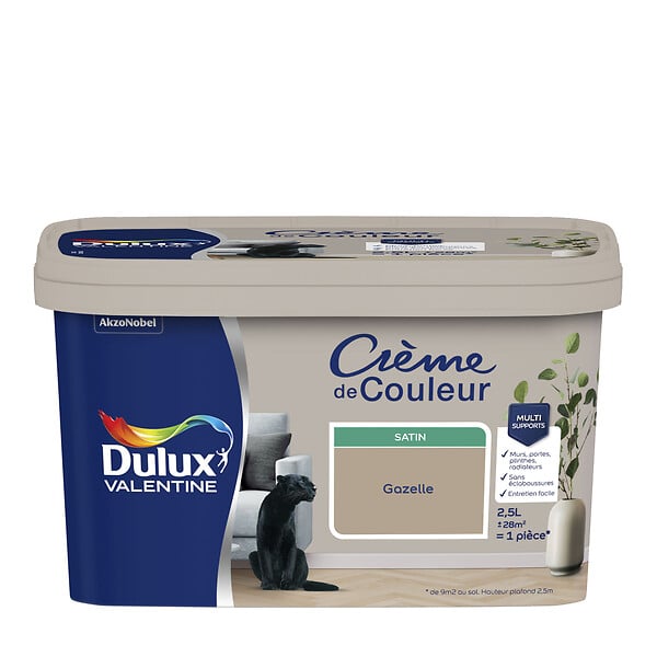 DULUX VALENTINE - Peinture Crème de Couleur - Gazelle - Satin - 2,5L - large