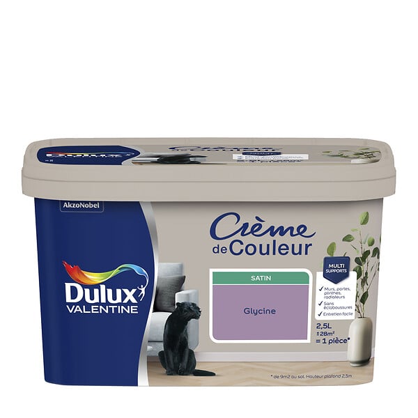 DULUX VALENTINE - Peinture Crème de Couleur - Glycine - Satin - 2,5L - large