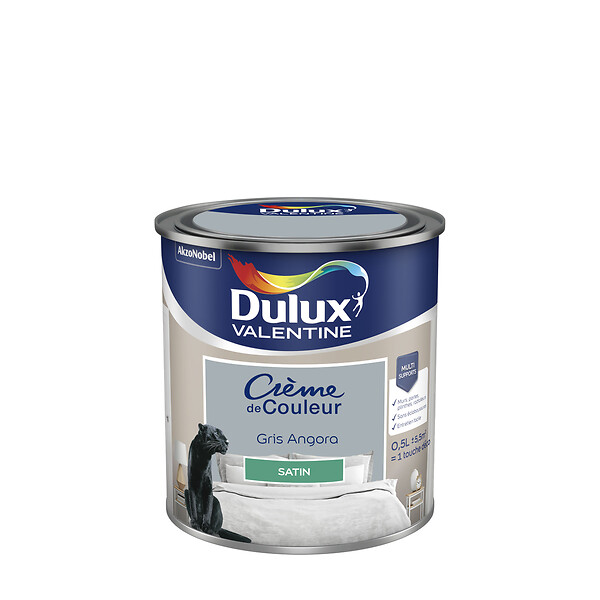 DULUX VALENTINE - Peinture intérieure Crème de Couleur Gris Angora Satin 0,5L - large