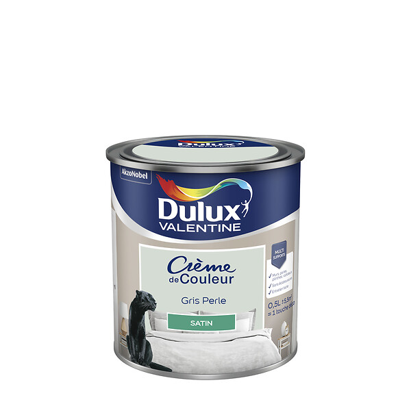 DULUX VALENTINE - Peinture Crème de Couleur - Gris Perle - Satin - 0,5L - large