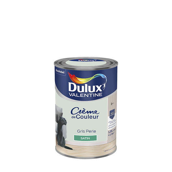 DULUX VALENTINE - Peinture Crème de Couleur - Gris Perle - Satin - 1,25L - large