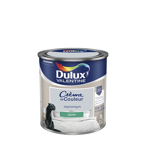 DULUX VALENTINE - Peinture intérieure monocouche - Crème de Couleur - Hammam - Satin - 0,5L - large