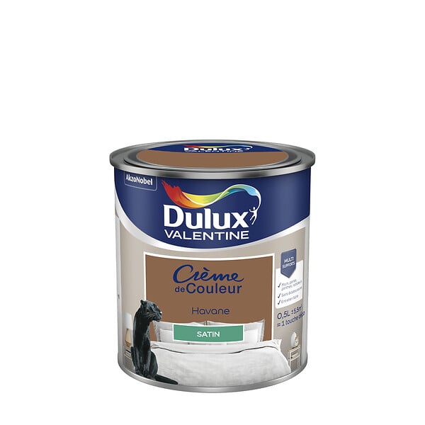 DULUX VALENTINE - Peinture Crème de Couleur - Havane - Satin - 0,5L - large