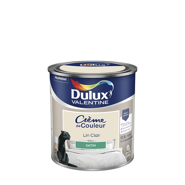 DULUX VALENTINE - Peinture multi-supports intérieur - Lin Clair - Satin - 0,5L - large