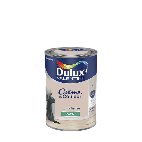 DULUX VALENTINE - Peinture Crème de Couleur - Lin Intense - Satin - 1,25L - large