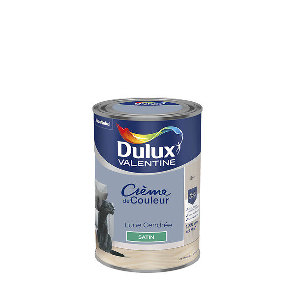 DULUX VALENTINE - Peinture Crème de Couleur - Lune Cendrée - Satin - 1,25L - large