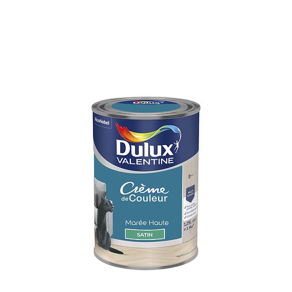 DULUX VALENTINE - Peinture Crème de Couleur - Marée Haute - Satin - 1,25L - large