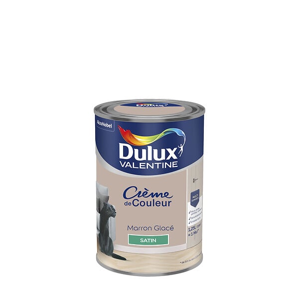 DULUX VALENTINE - Peinture Crème de Couleur - Marron Glacé - Satin - 1,25L - large