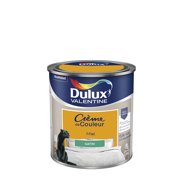 DULUX VALENTINE - Peinture Crème de Couleur - Miel - Satin - 0,5L - large