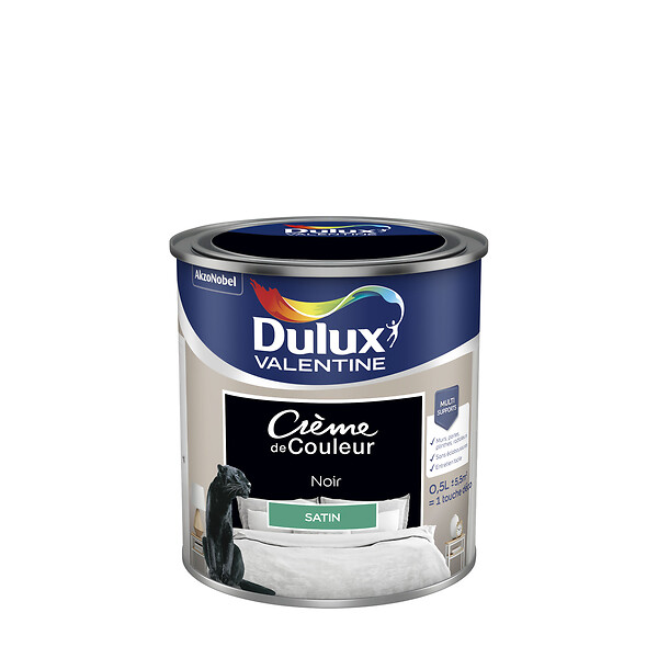 DULUX VALENTINE - Peinture intérieure satinée - Noir - 0,5L - large