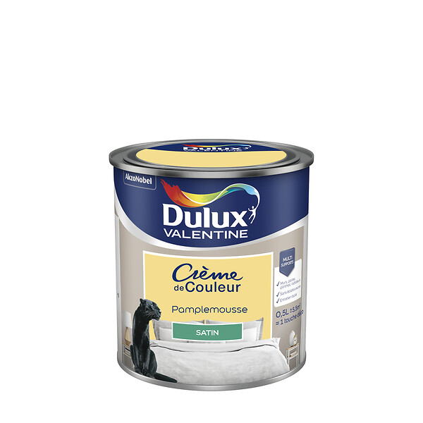 DULUX VALENTINE - Peinture Crème de Couleur - Pamplemousse - Satin - 0,5L - large