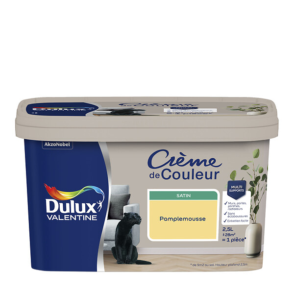 DULUX VALENTINE - Peinture Crème de Couleur - Pamplemousse - Satin - 2,5L - large