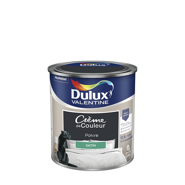 DULUX VALENTINE - Peinture multi-supports satinée - Poivre - 0,5L - large