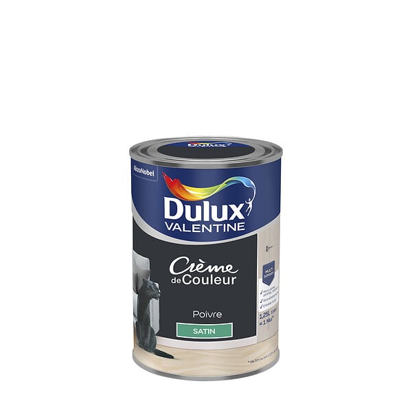 DULUX VALENTINE - Peinture Crème de Couleur - Poivre - Satin - 1,25L - large