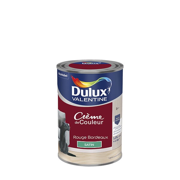 DULUX VALENTINE - Peinture intérieure Crème de Couleur Rouge Bordeaux - 1,25 L - large